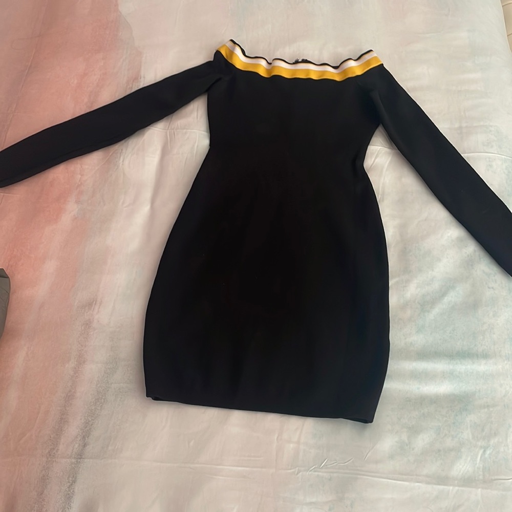 Black off the shoulder bandage dress
